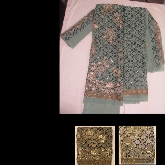 Woman's Unstitched Pakistani Suit - Picture 2 of 4